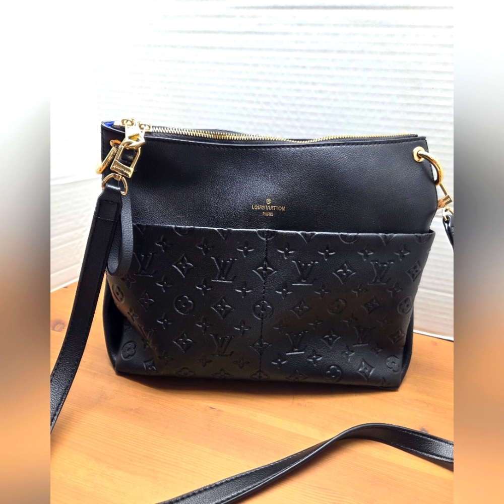 Louis Vuitton Black Crossbody Bag with Gold Hardware